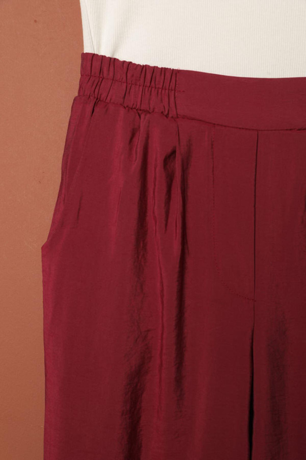Modal Fabric Double Leg Womens Trousers-Burgundy