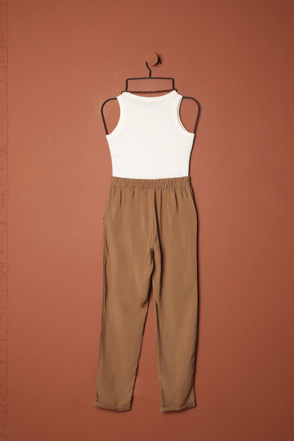 Modal Fabric Double Leg Womens Trousers-Coffee