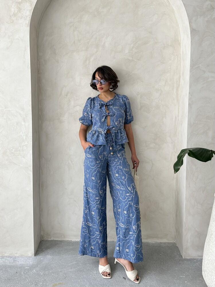 Embroidered Wholesale Trousers - Dark Blue