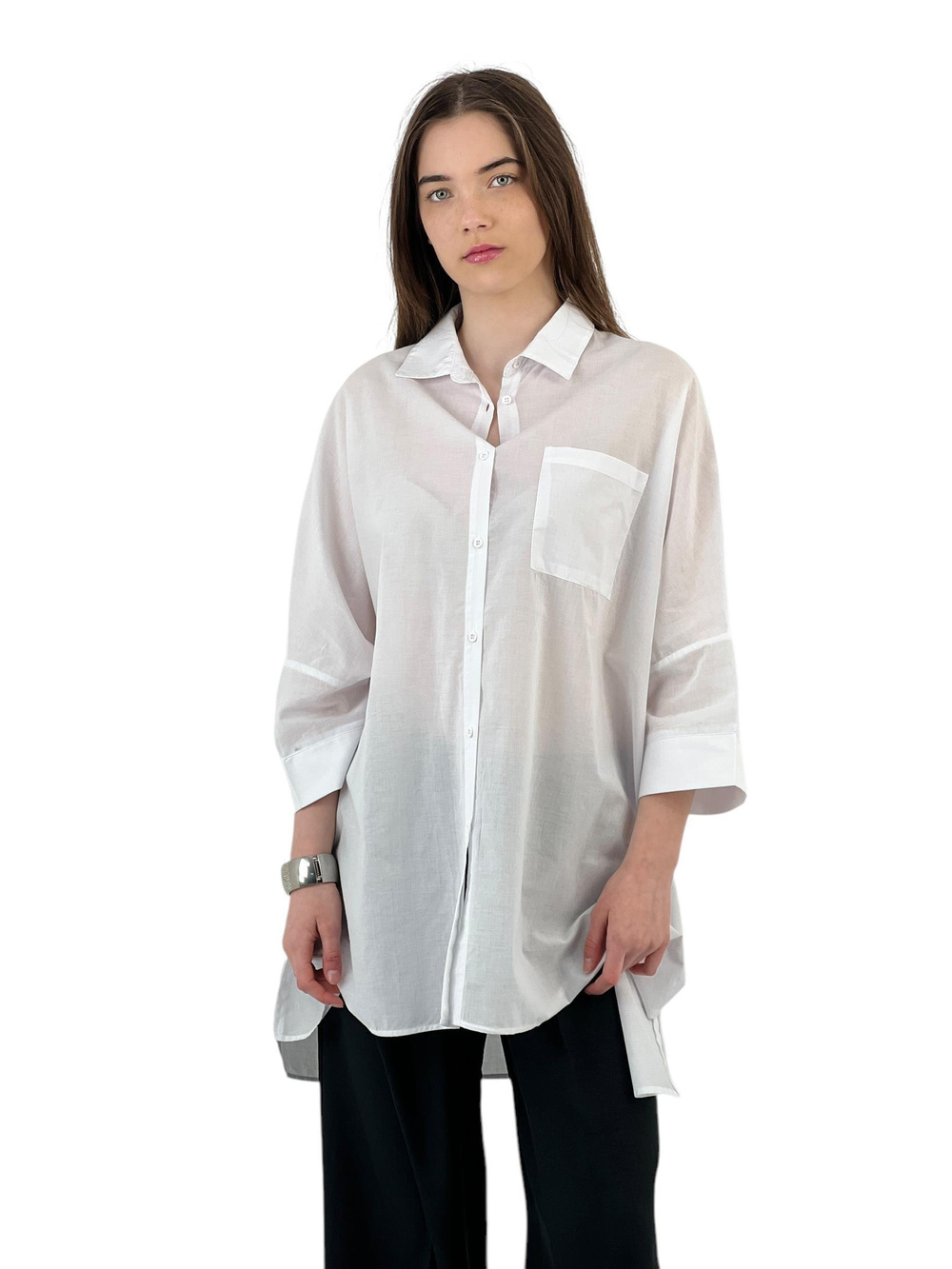 Oversize Rahat Kesim Kısa Kollu Gömlek - Beyaz