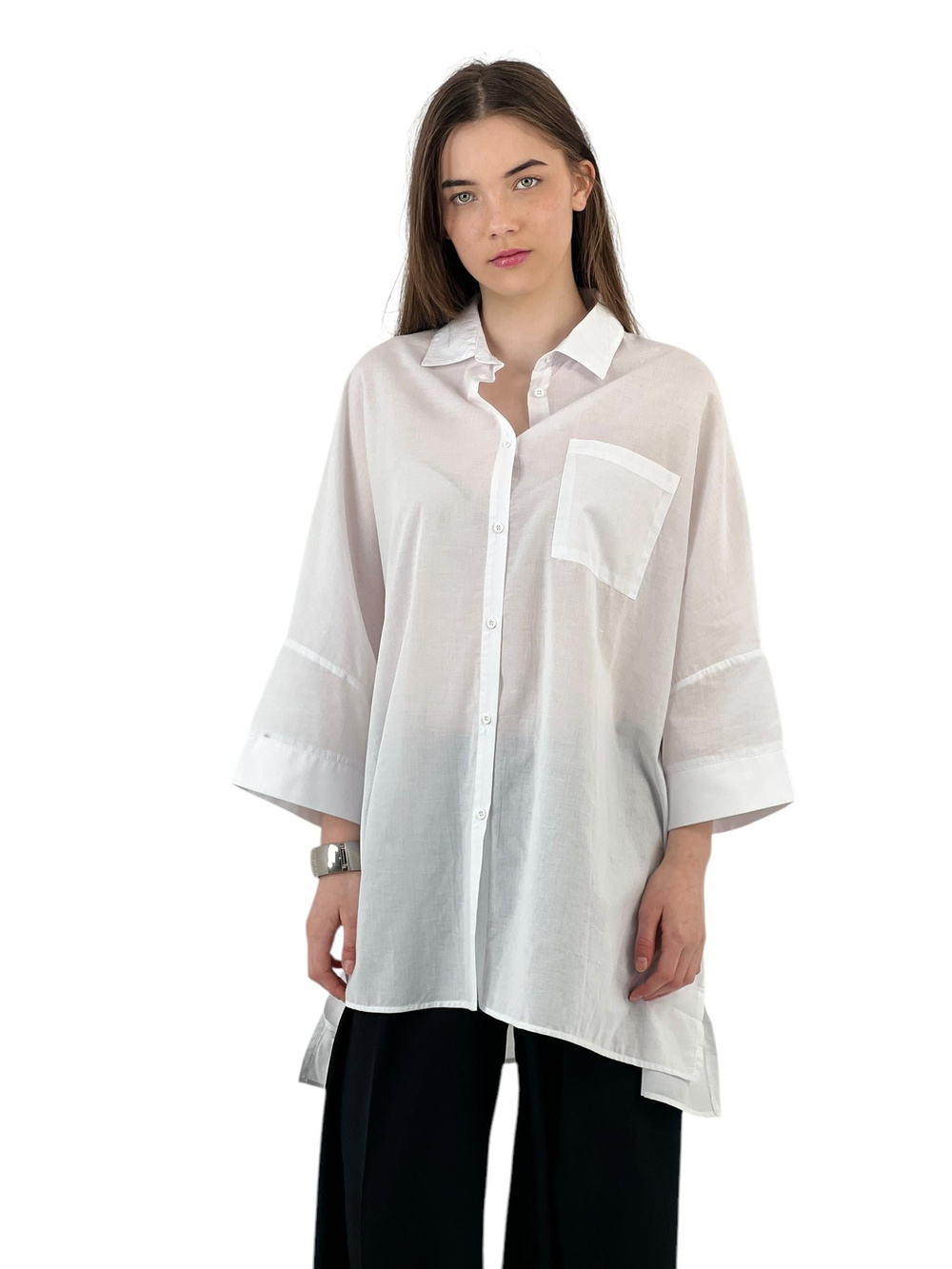 Oversize Rahat Kesim Kısa Kollu Gömlek - Beyaz