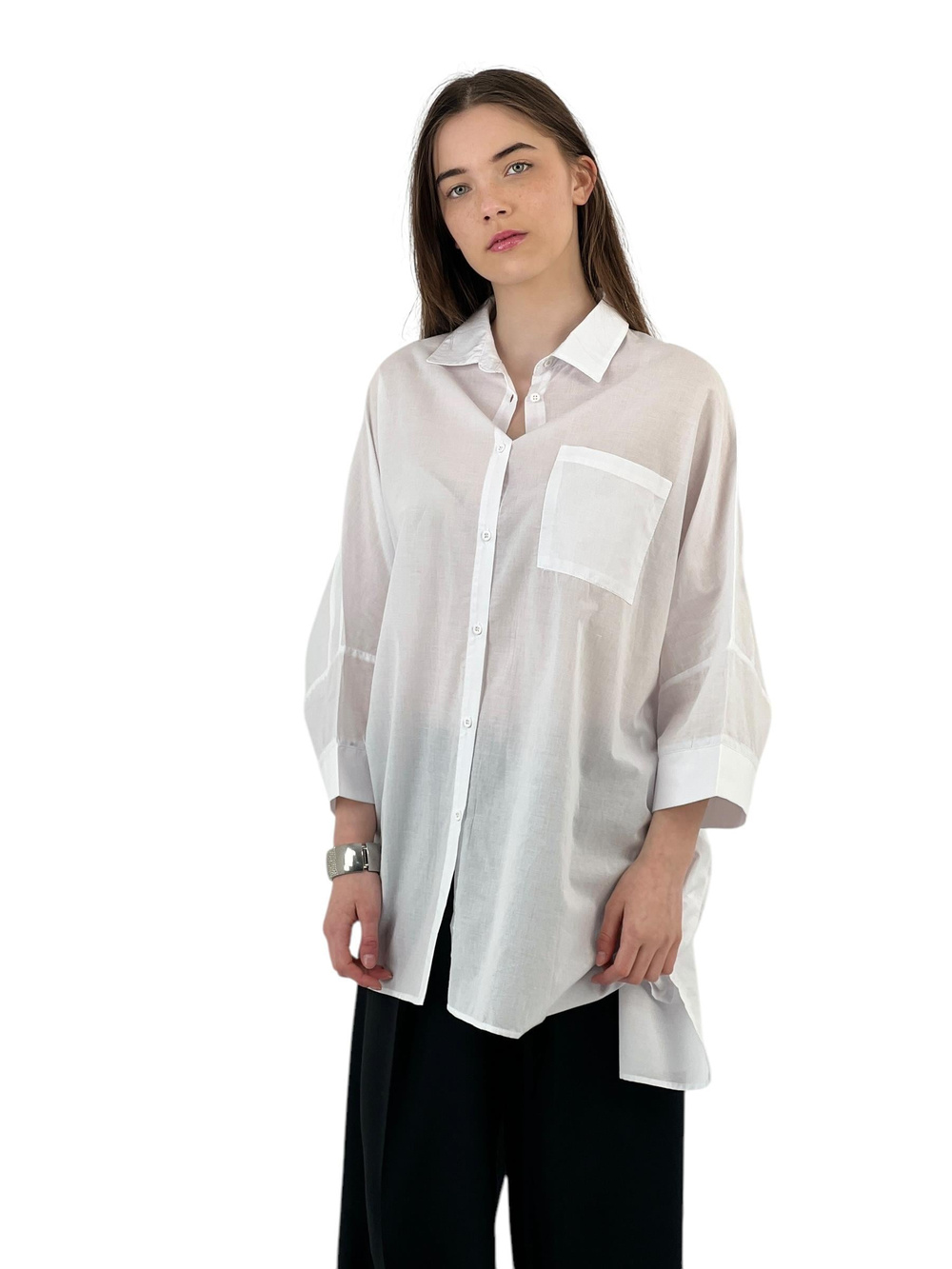 Oversize Rahat Kesim Kısa Kollu Gömlek - Beyaz