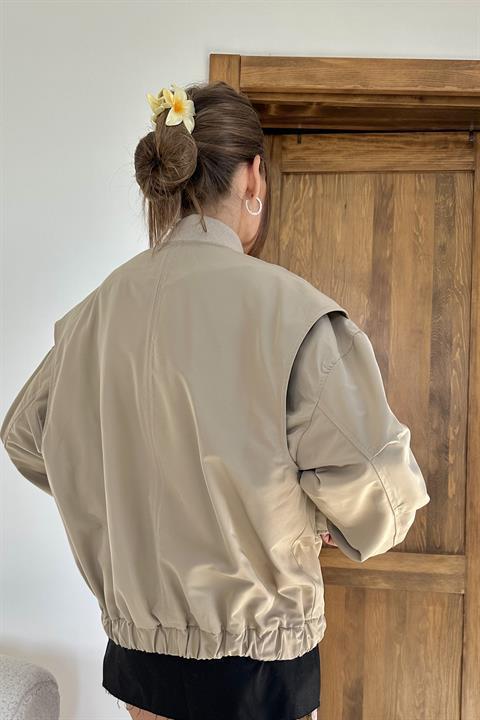 Wholesale One-Piece Bomber Jacket - Bone