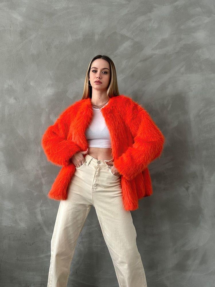 Plush Wholesale Coat - Orange