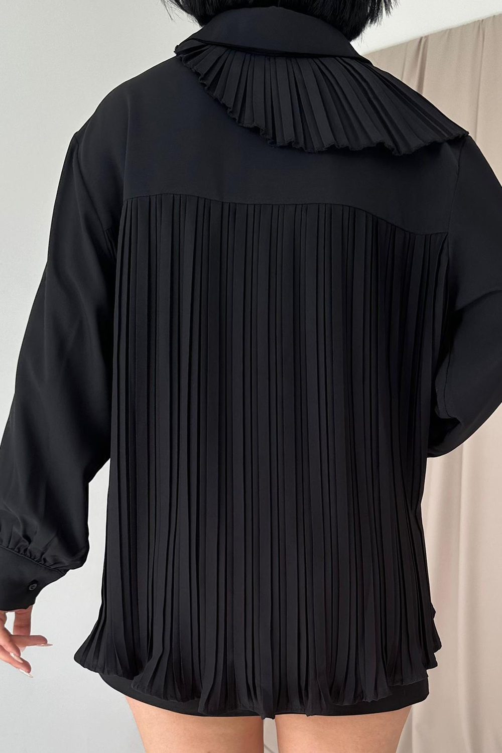 Wholesale Pleated Detailed Jesica Shirt - Black