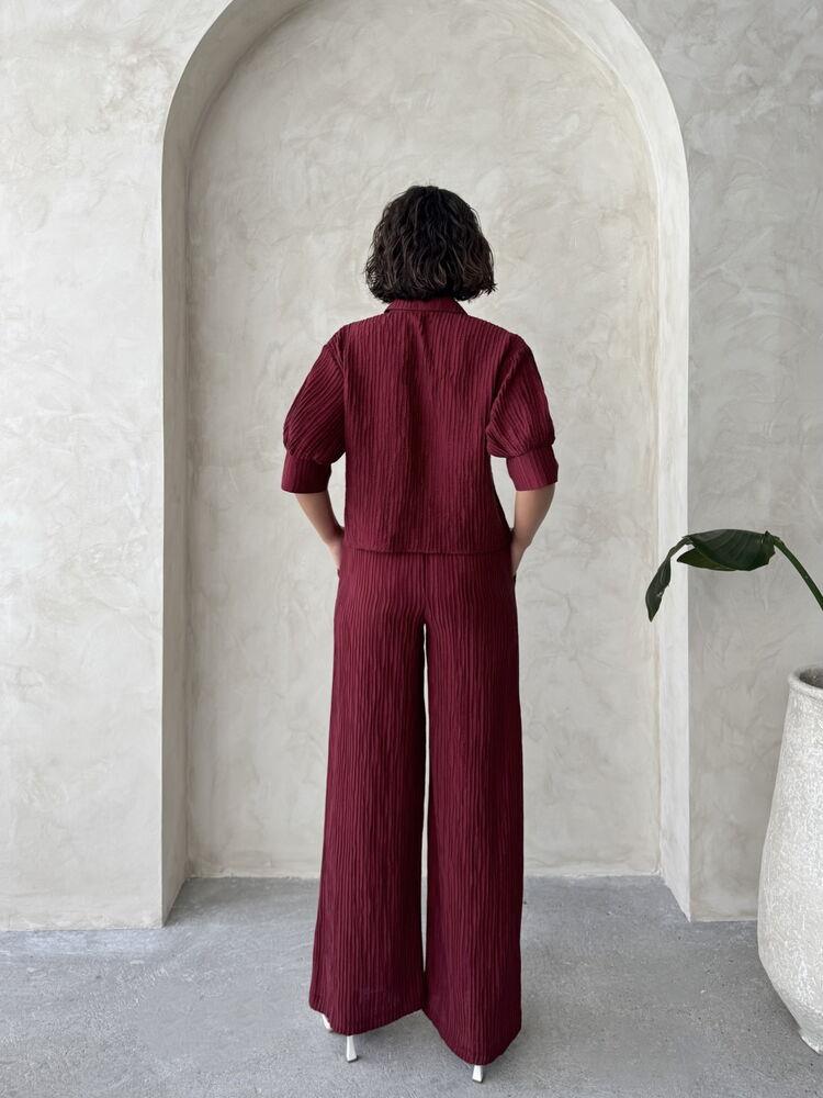 Pleated Wholesale Trousers - Claret Red