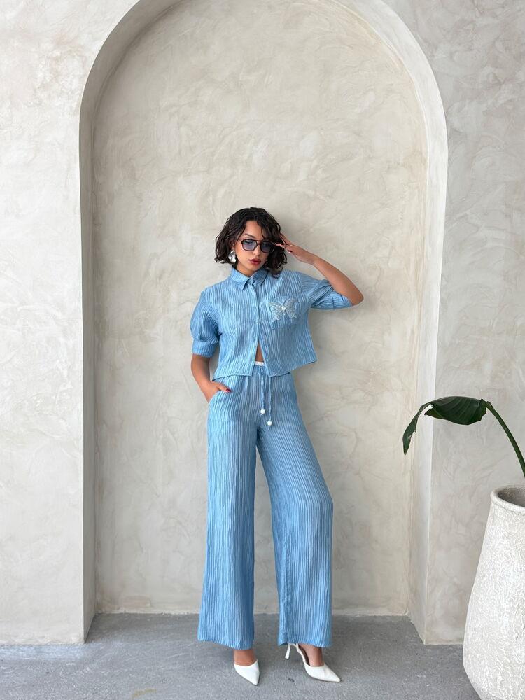Pleated Wholesale Trousers - Blue