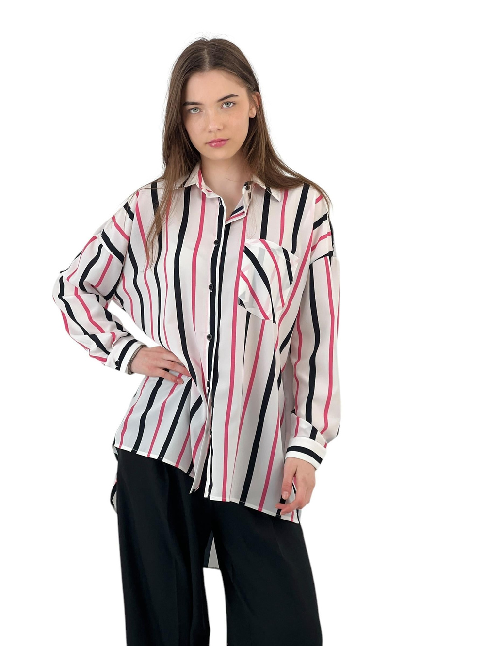Colorful Striped Oversize Shirt - Two Color Options