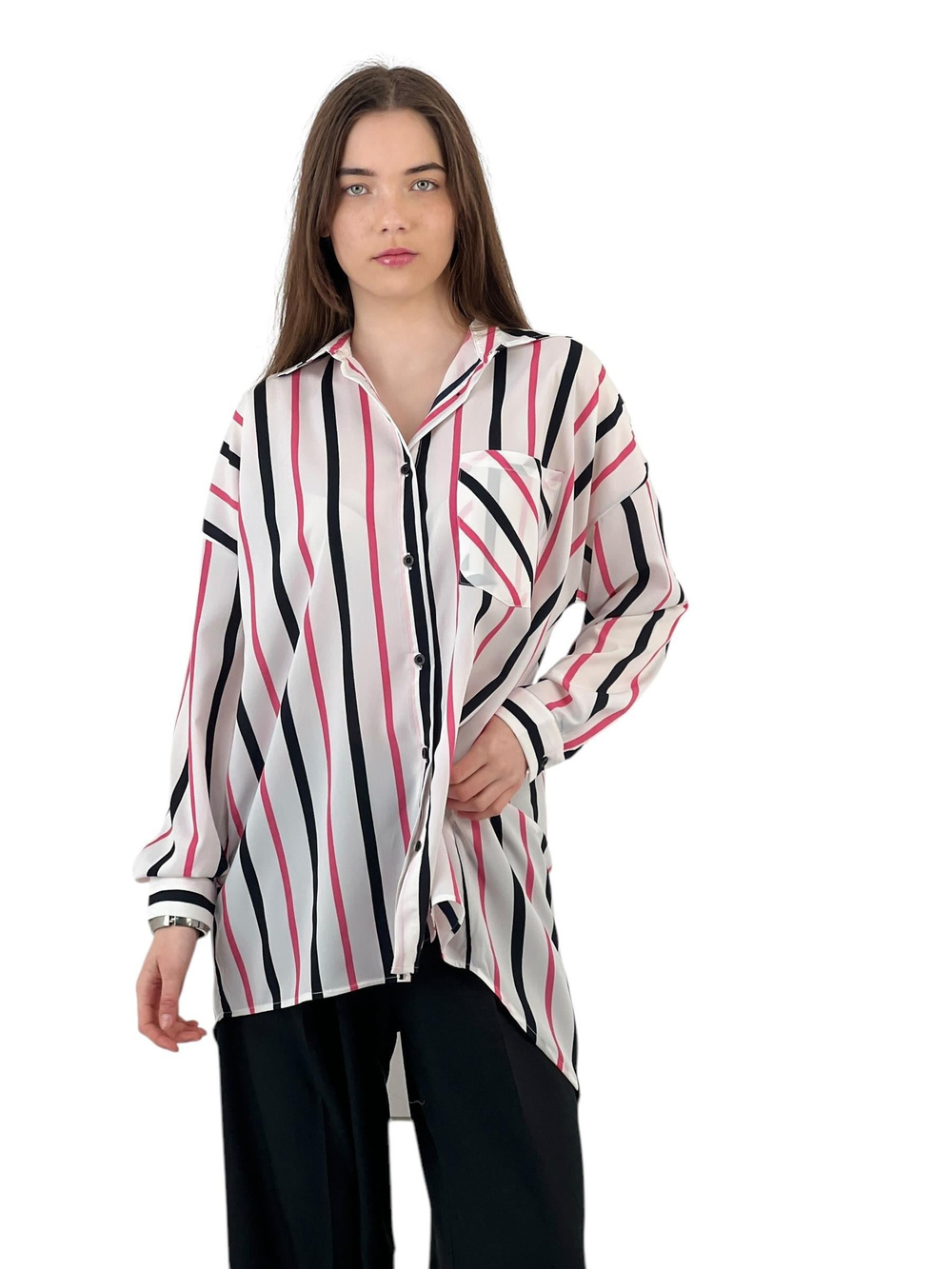 Colorful Striped Oversize Shirt - Two Color Options