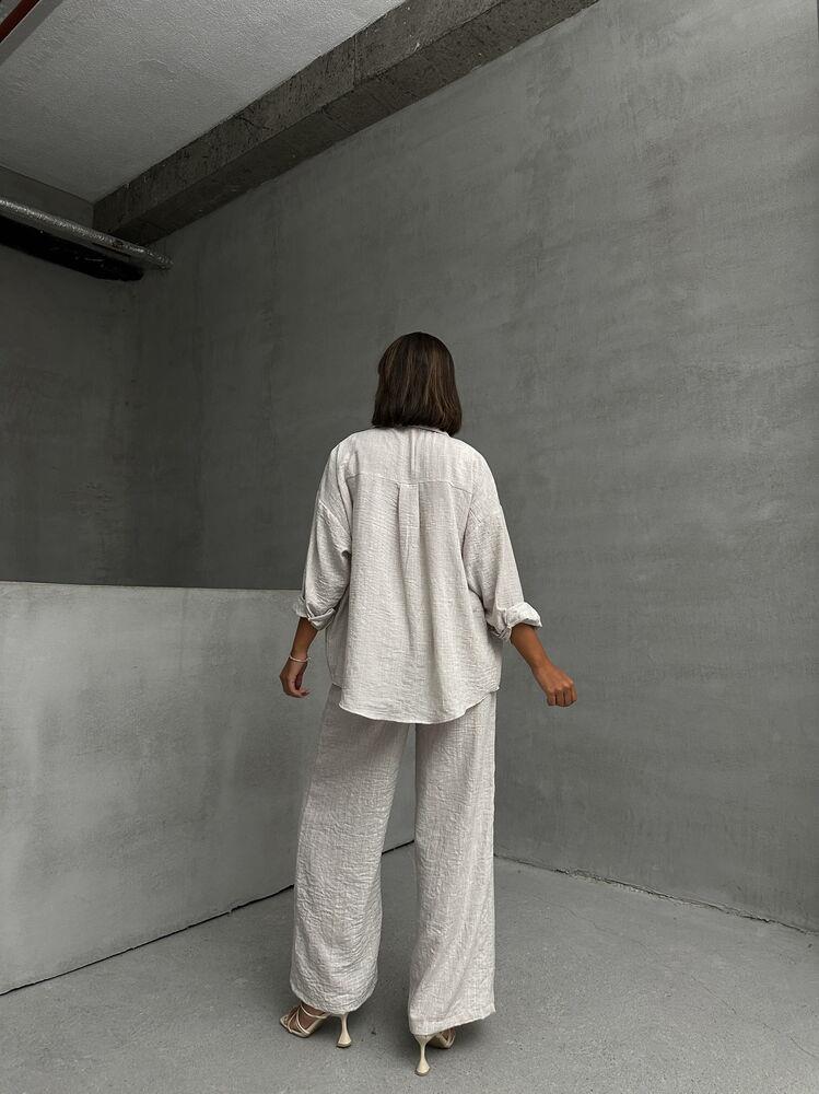 Wholesale Shirt with Lurex Stripes - Stone Silver