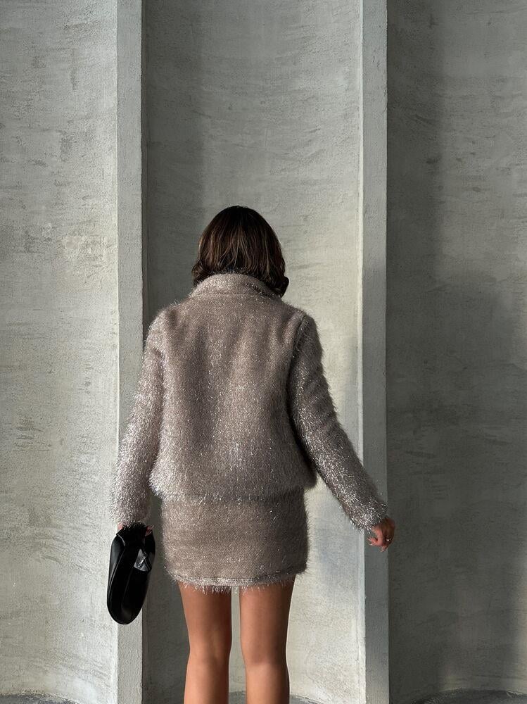 Silvery Fringed Wholesale Coat - Gray
