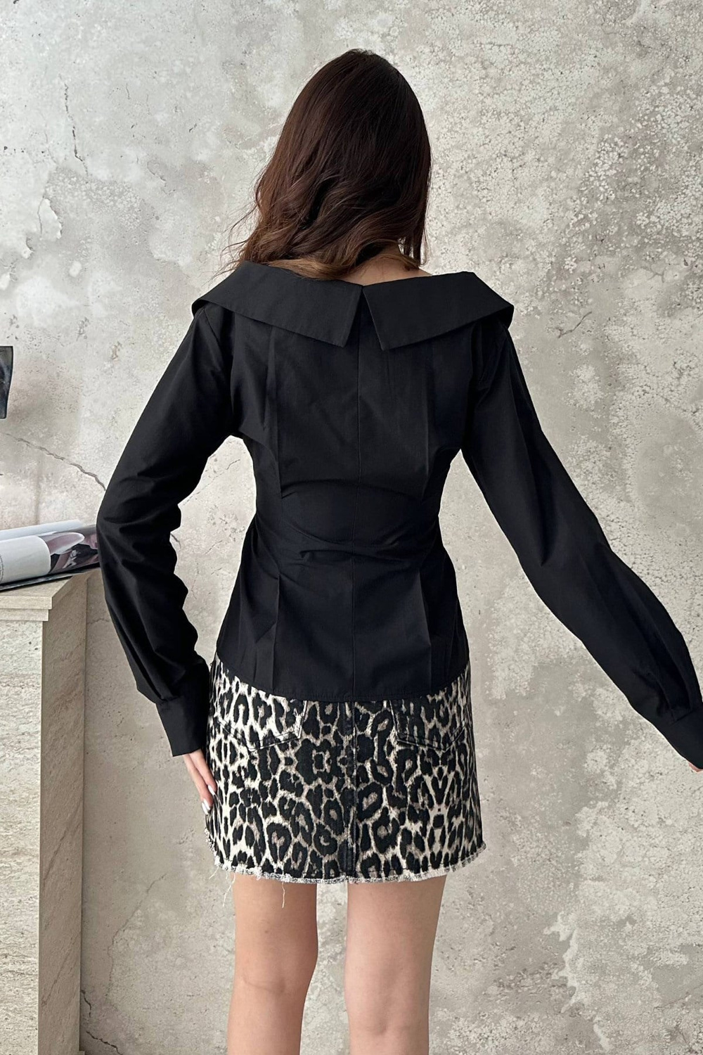 Wholesale Womens Black Asymmetric Shirt