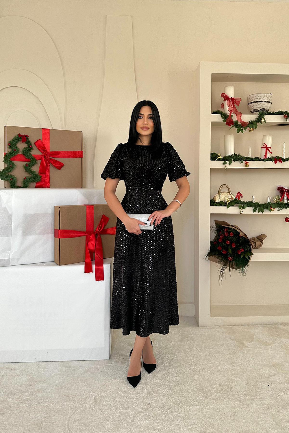 Wholesale Black Sequin Dress