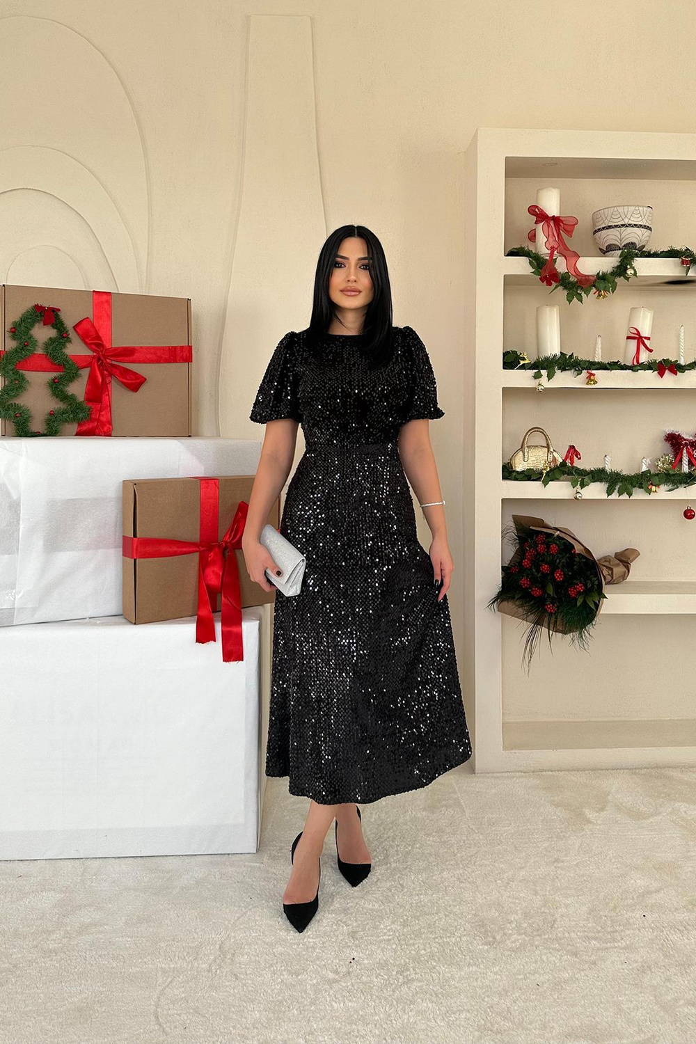 Wholesale Black Sequin Dress