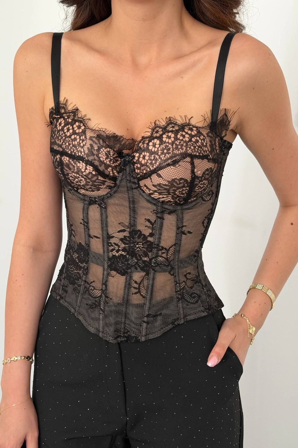 Wholesale Black Lace Bustier