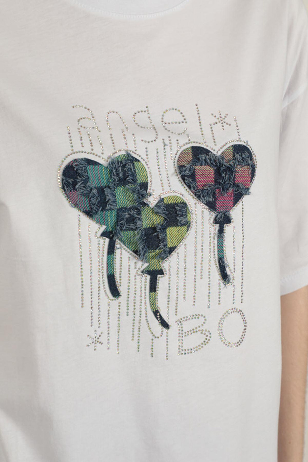Stone Printed Womens T-Shirt-White