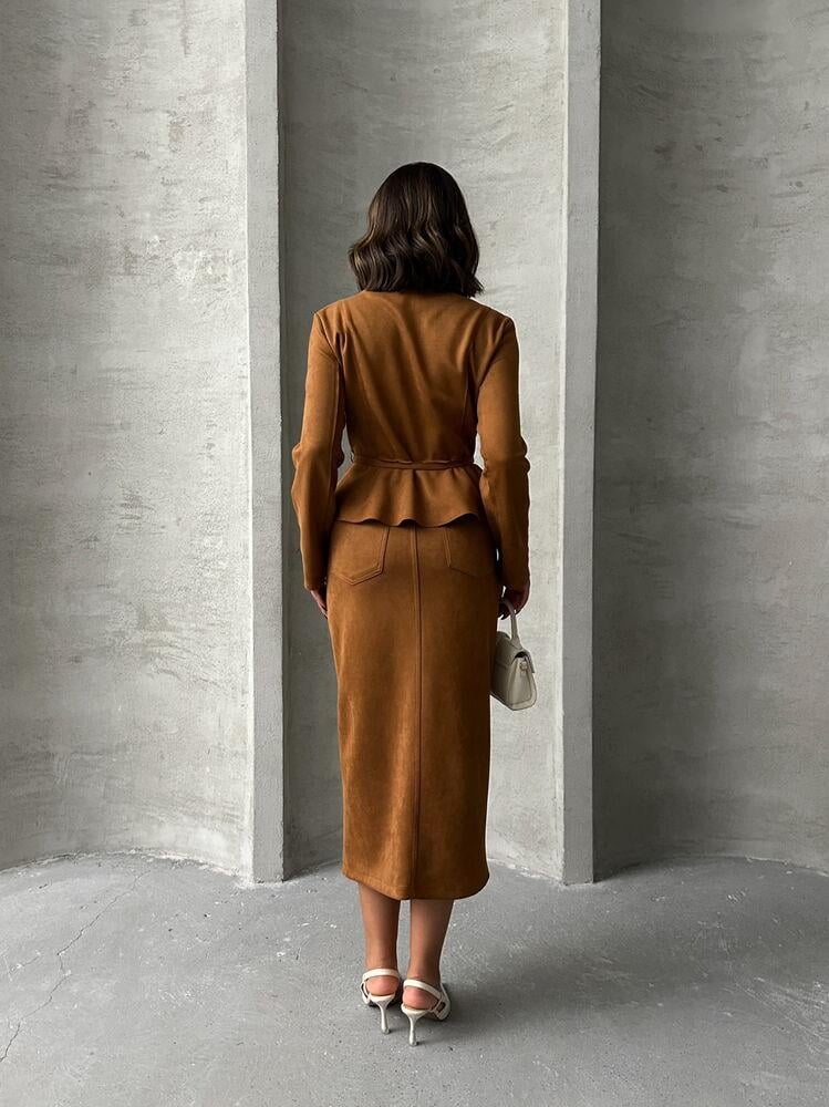 Suede Wholesale Skirt - Taba