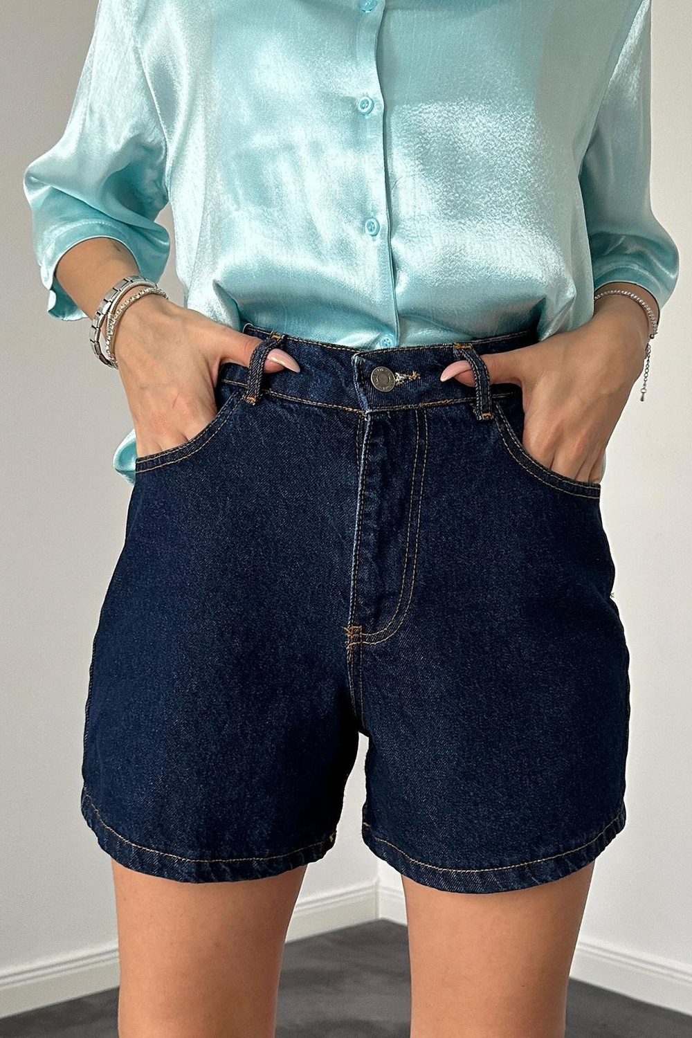 Wholesale Navy Denim Shorts