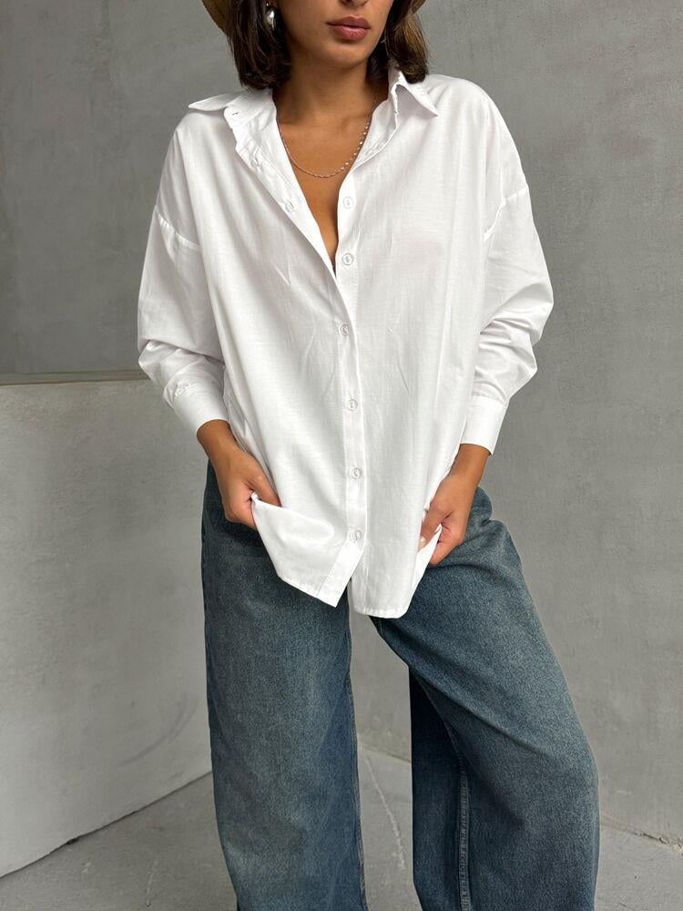 Topshow White Wholesale Shirt with Applique Detail on Back