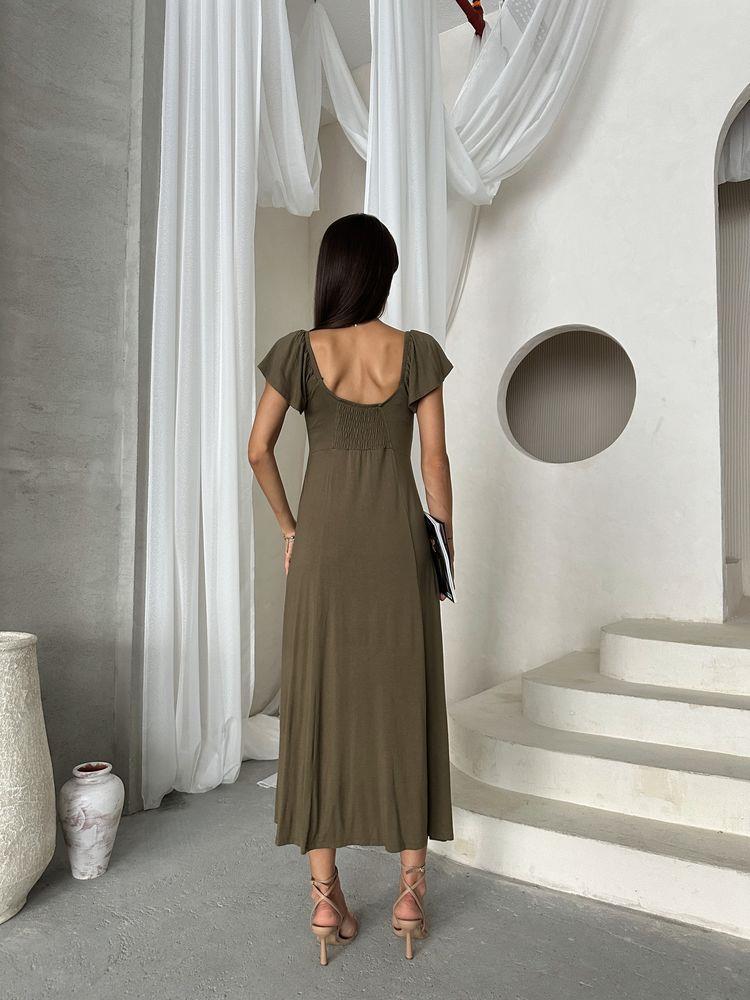 Topshow Khaki Plain Viscose Wholesale Dress
