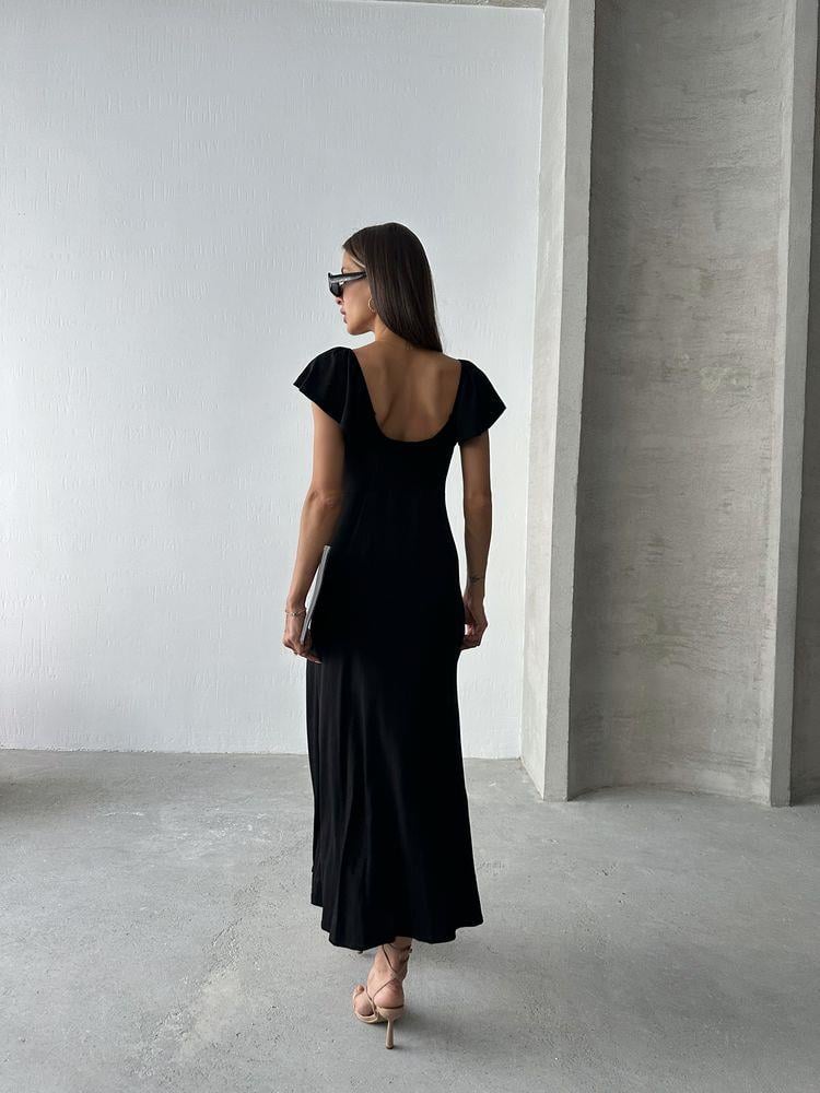 Topshow Black Plain Viscose Wholesale Dress