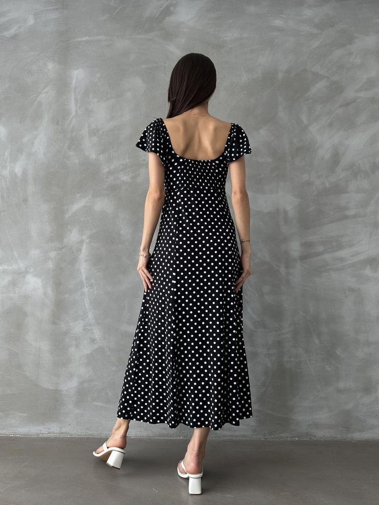 Topshow Black Polka Dot Flower Printed Wholesale Dress
