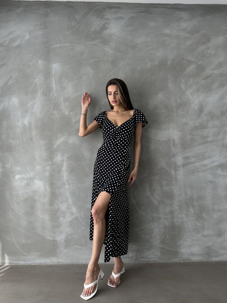 Topshow Black Polka Dot Flower Printed Wholesale Dress