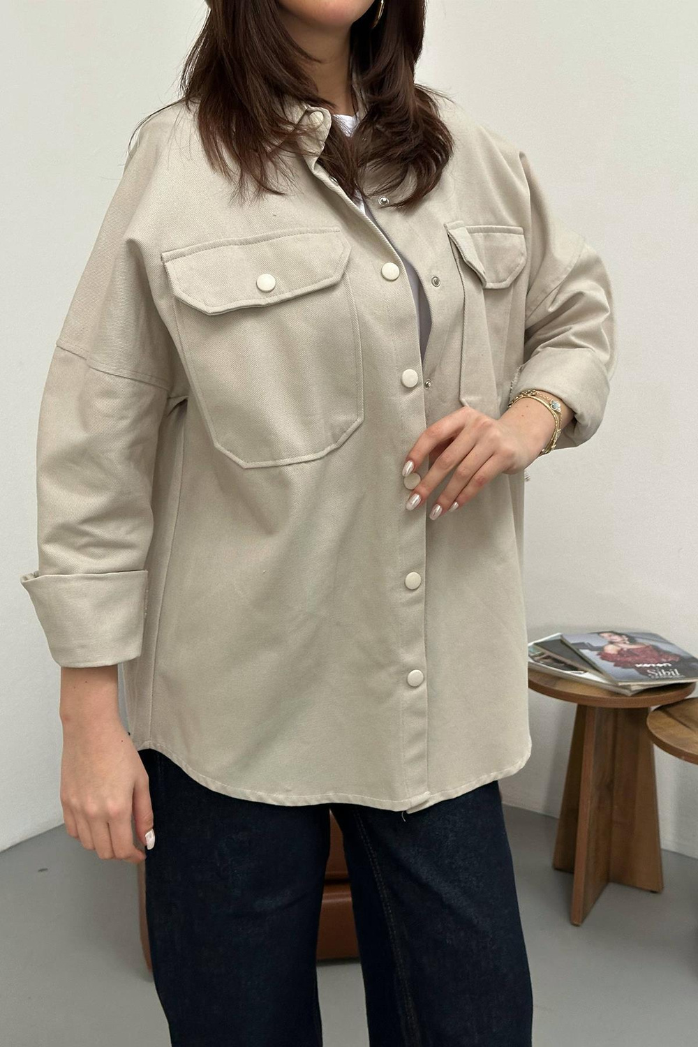 Wholesale Beige Gabardine Shirt