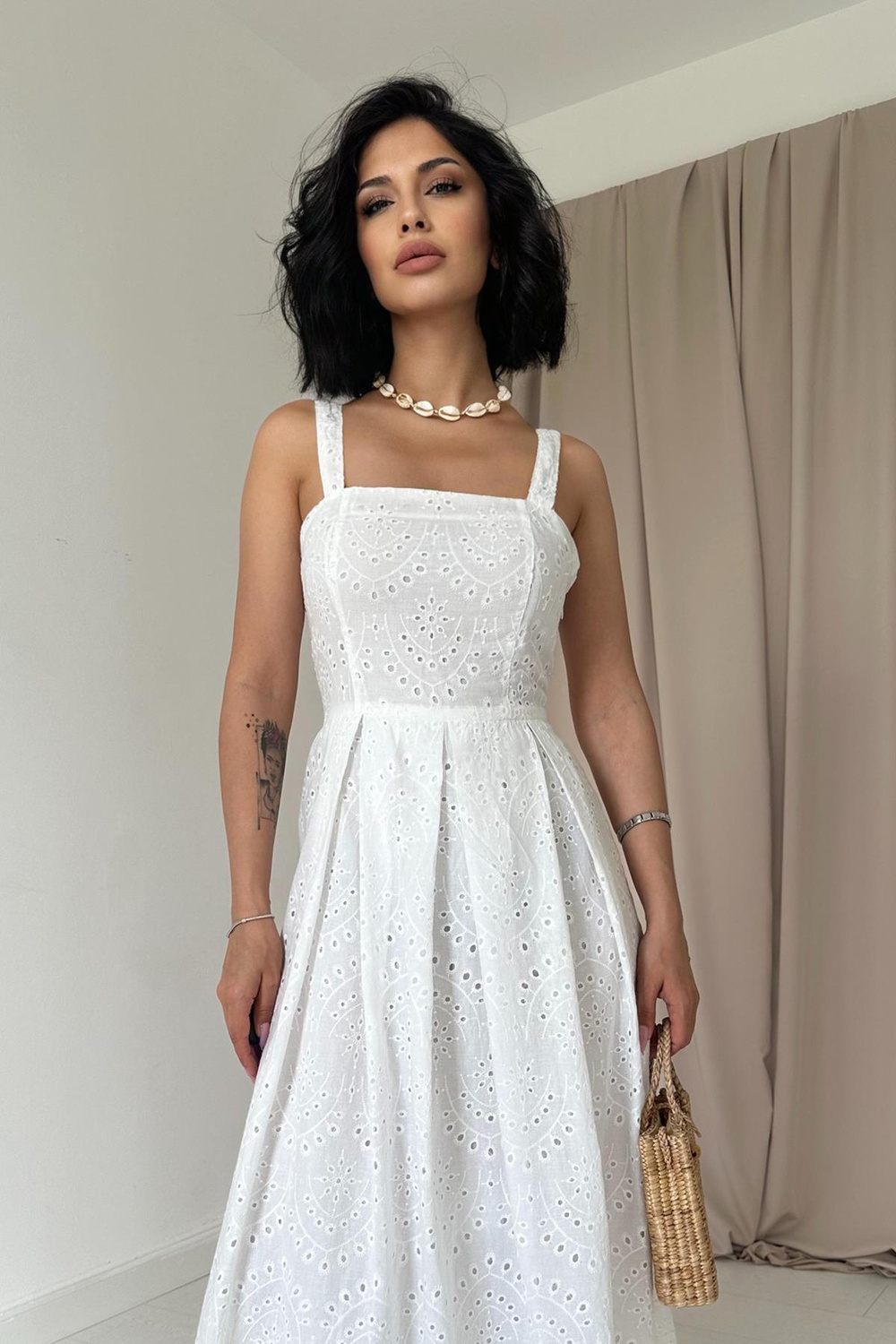Wholesale White Embroidery Dress with Hangers