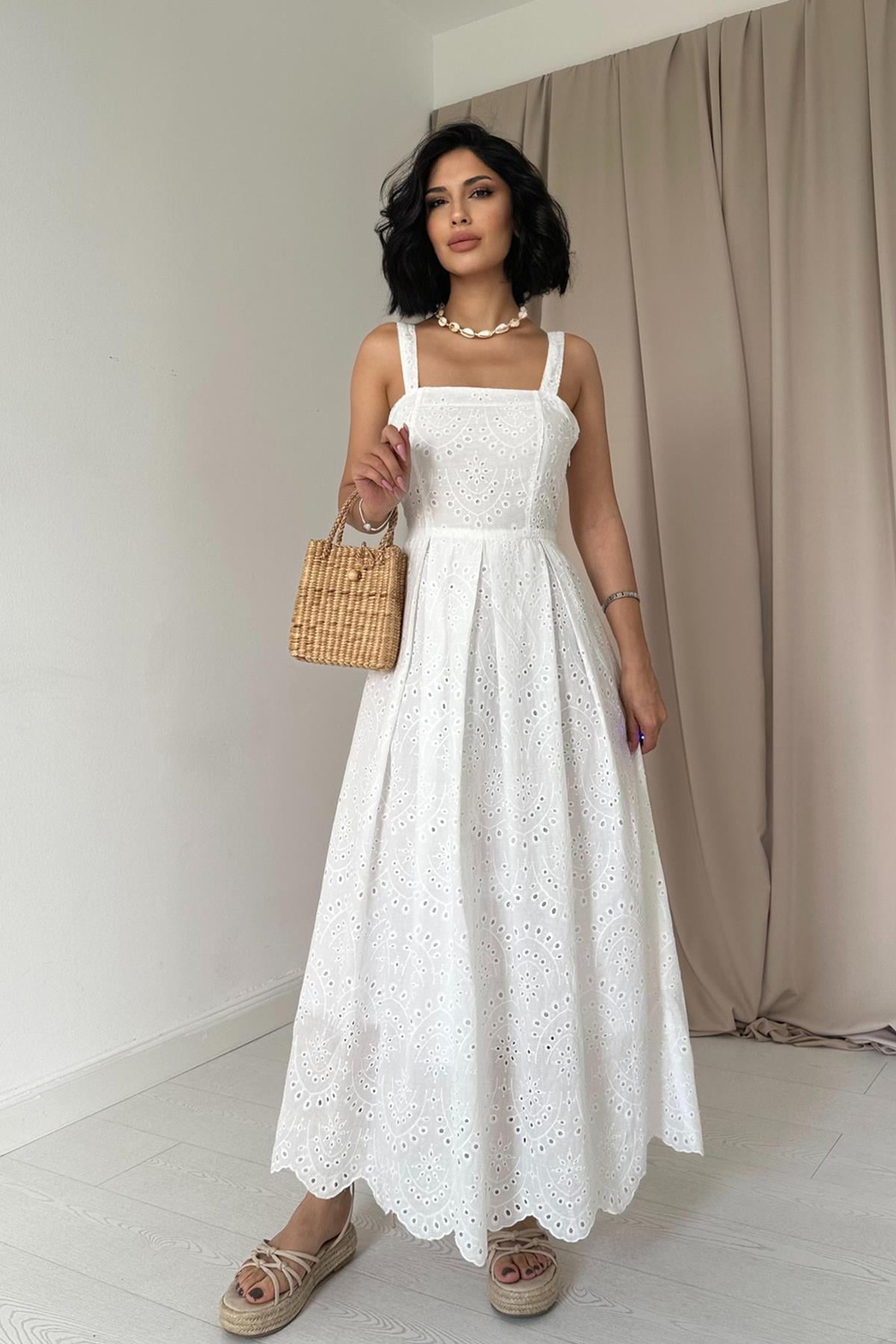 Wholesale White Embroidery Dress with Hangers