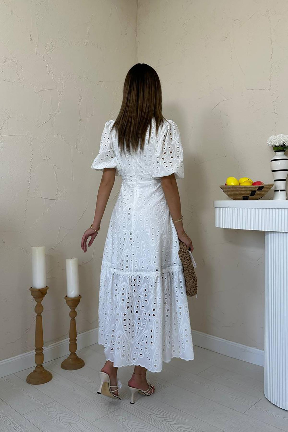 Wholesale White Lace Embroidered Dress