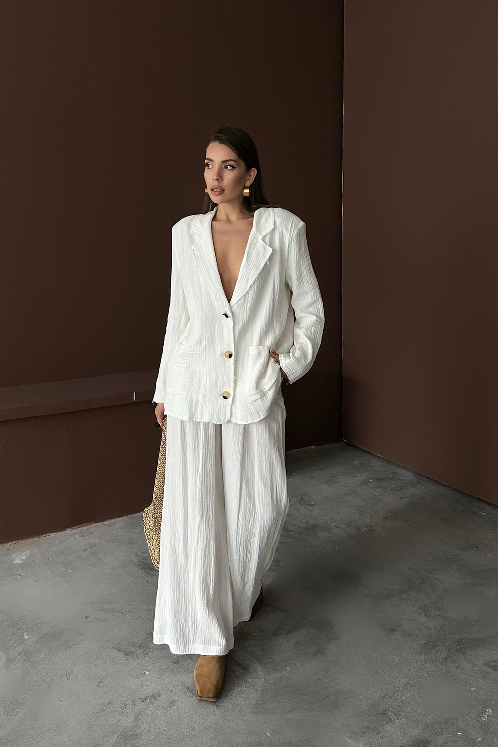 Wholesale White Oversize Muslin Set