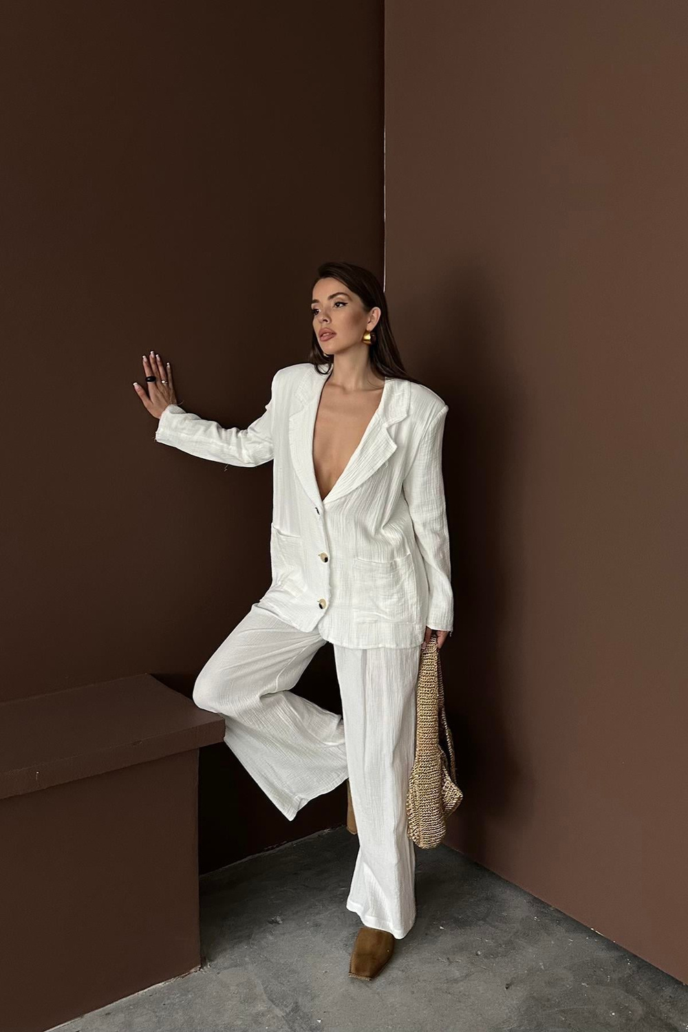 Wholesale White Oversize Muslin Set