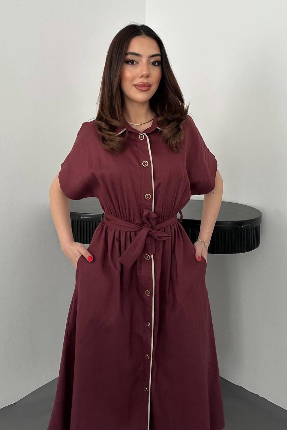 Wholesale Burgundy Shirt Dress