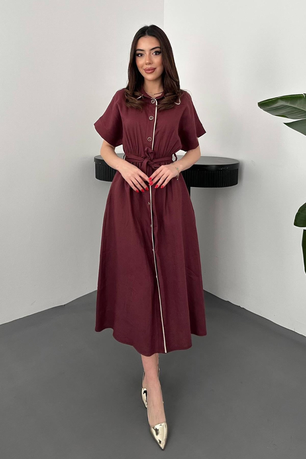 Wholesale Burgundy Shirt Dress