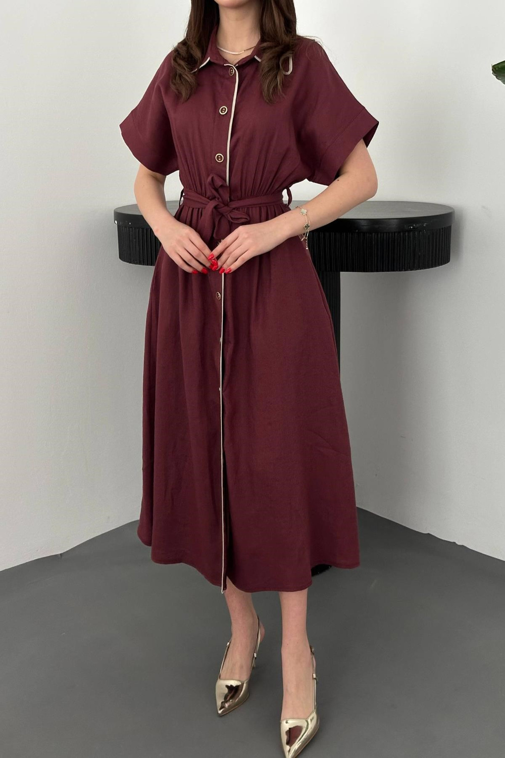 Wholesale Burgundy Shirt Dress