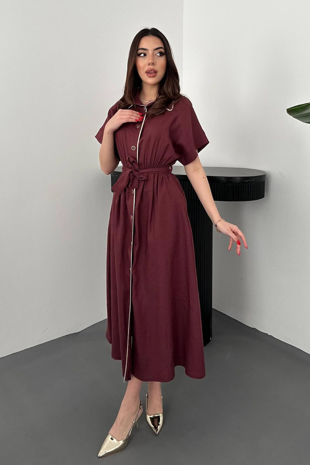 Wholesale Burgundy Shirt Dress