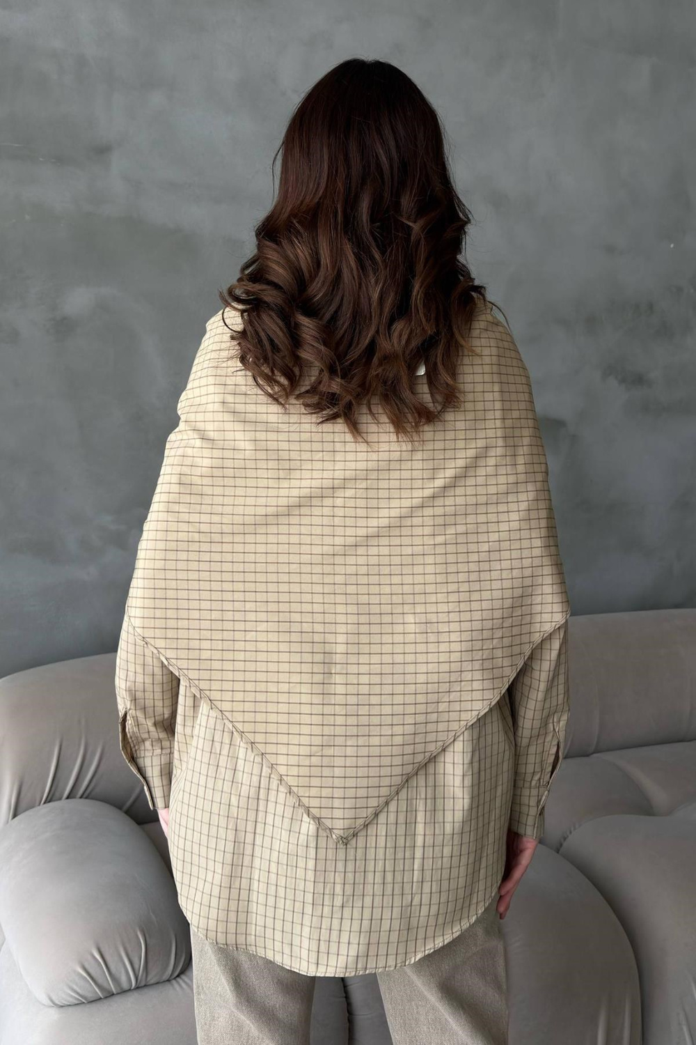 Wholesale Camel Oversize Shirt with Shawl Detail