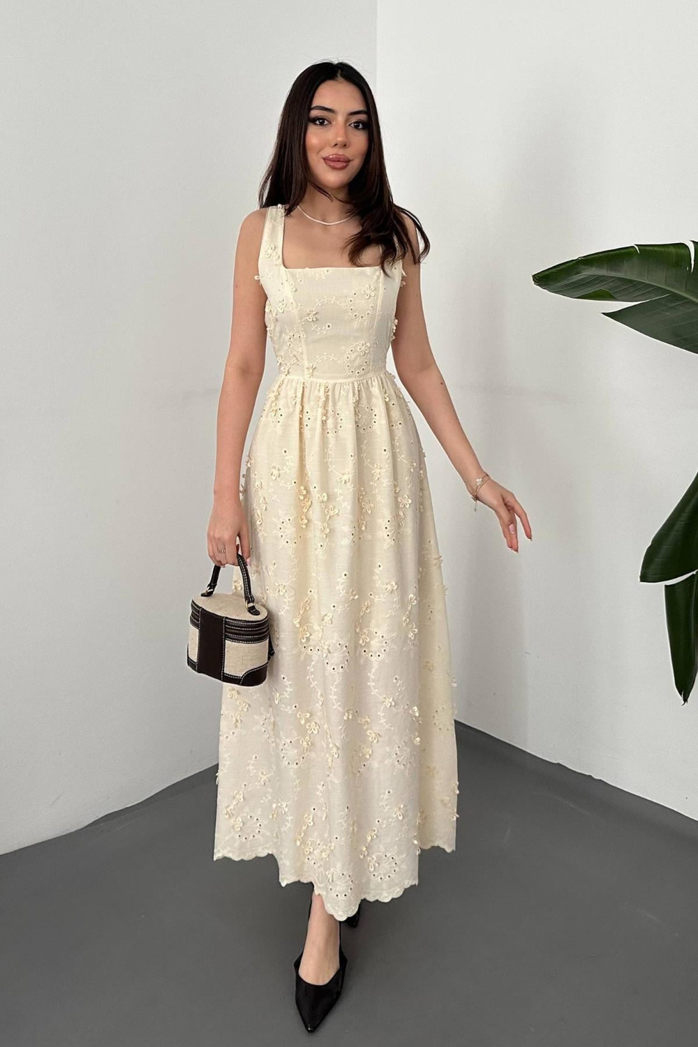 Wholesale Ecru Embroidered Dress