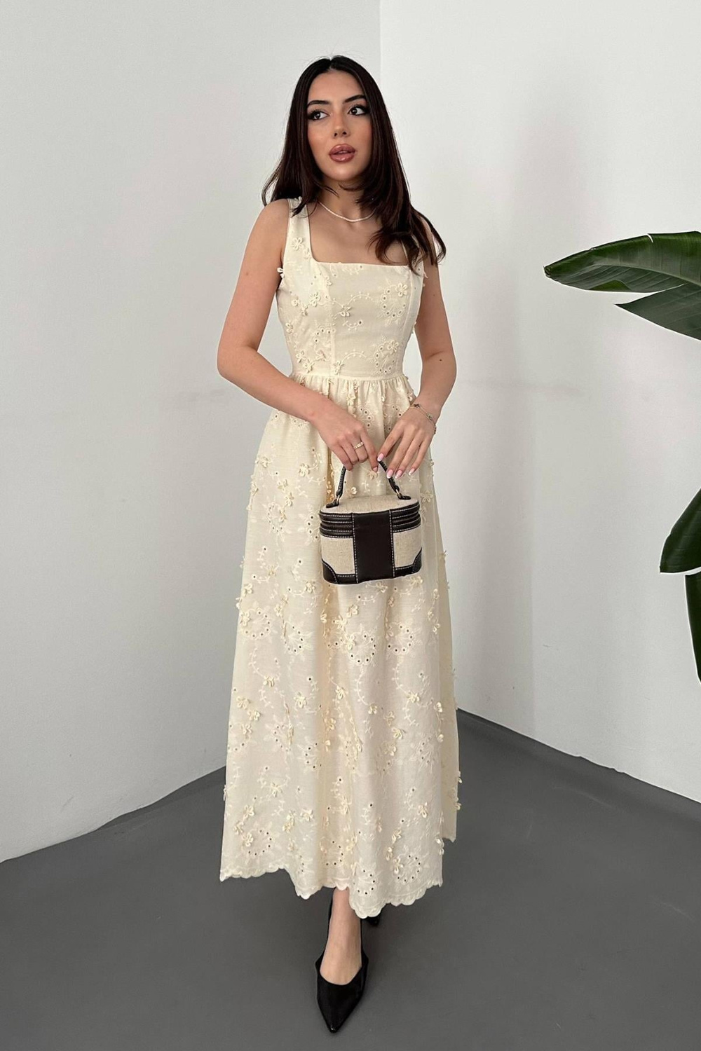 Wholesale Ecru Embroidered Dress