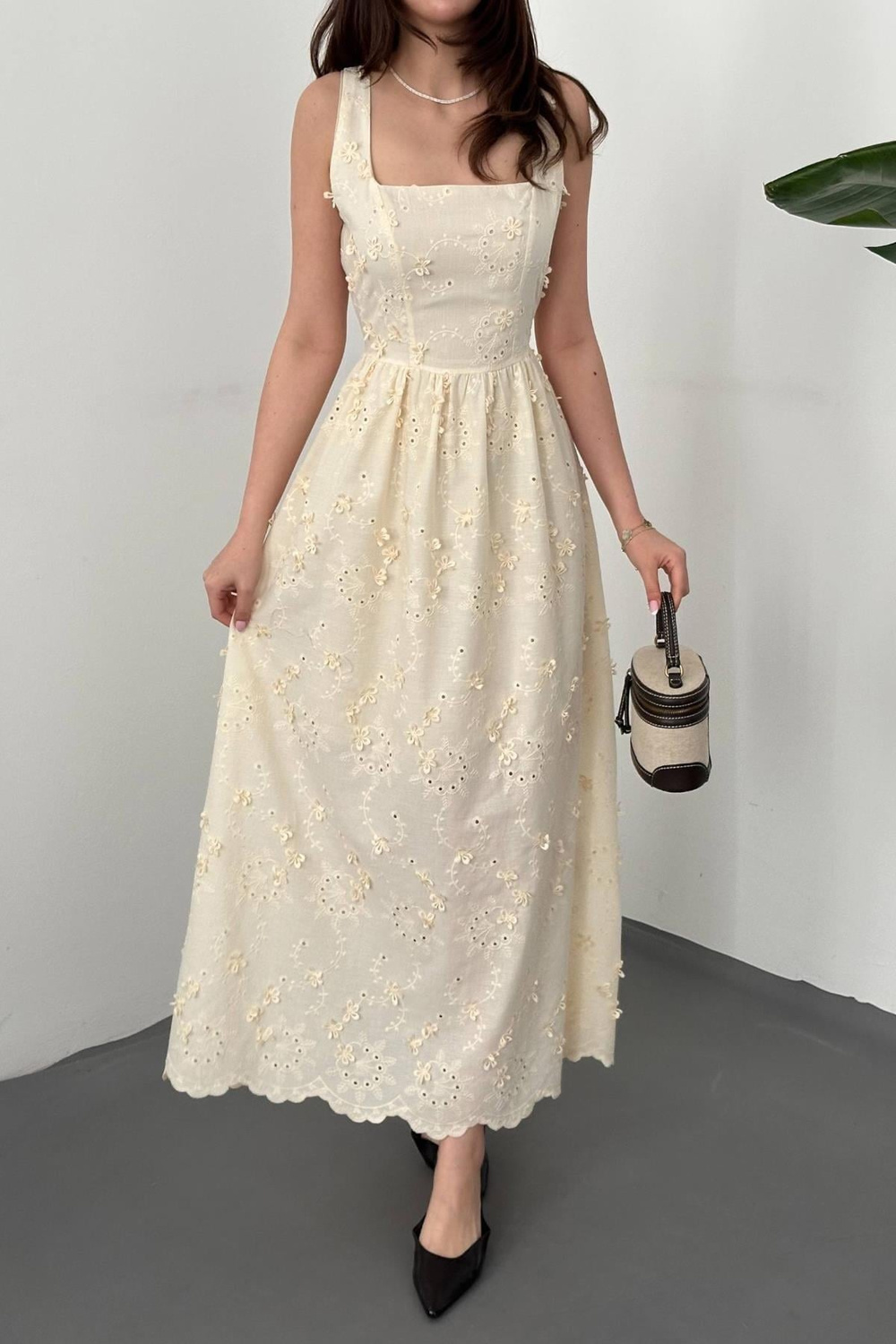 Wholesale Ecru Embroidered Dress