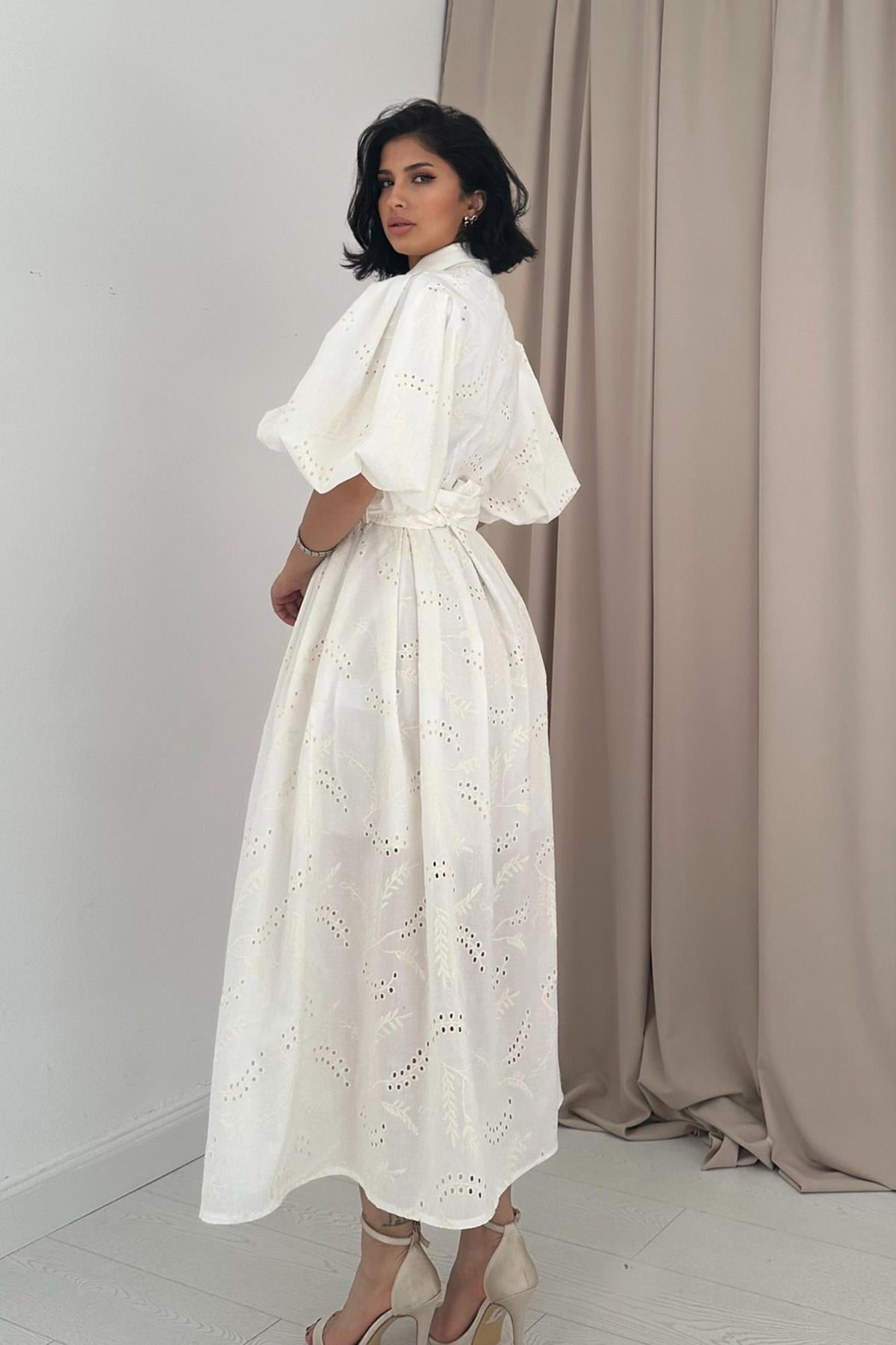 Wholesale Ecru Pleated Dress