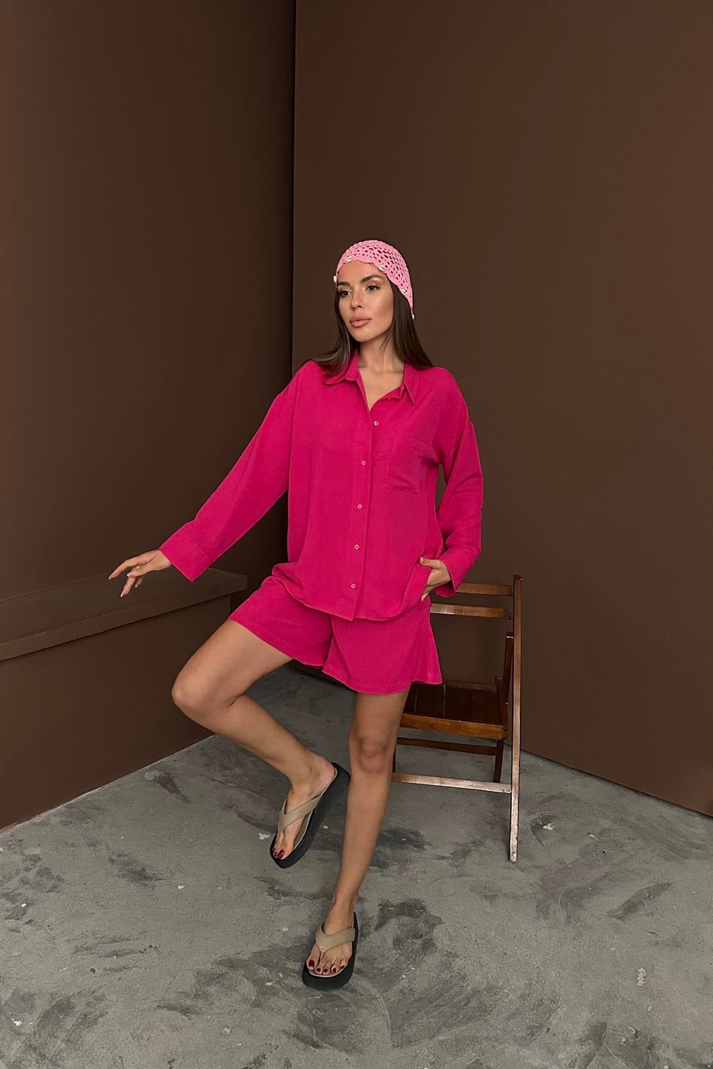 Wholesale Fuchsia Alsatian Linen Suit