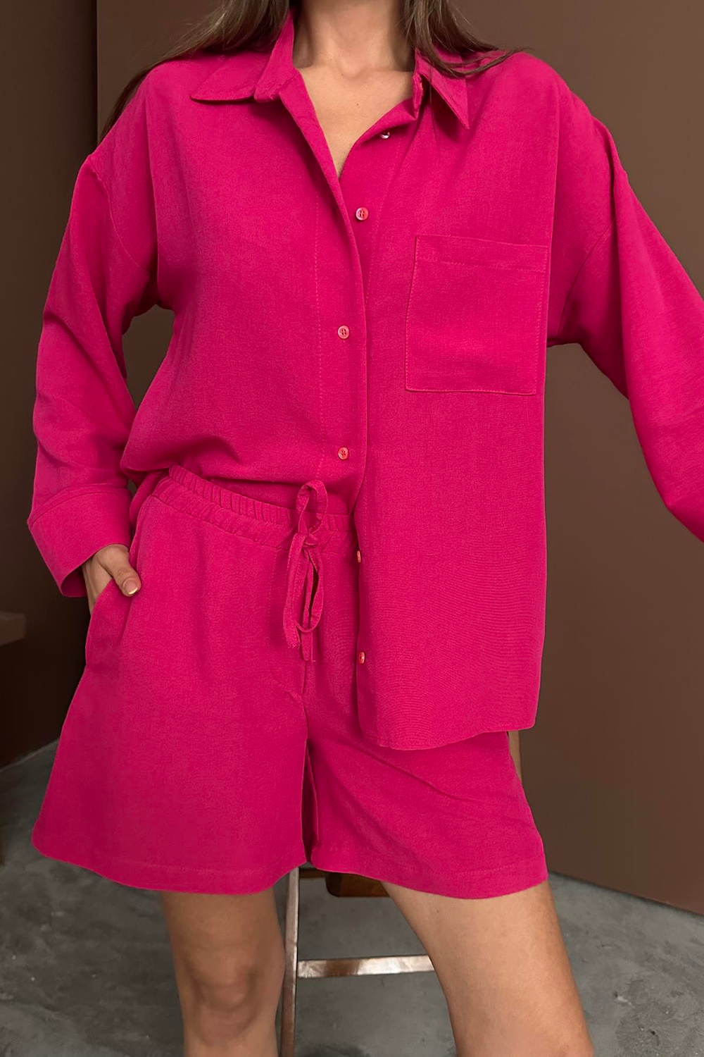 Wholesale Fuchsia Alsatian Linen Suit
