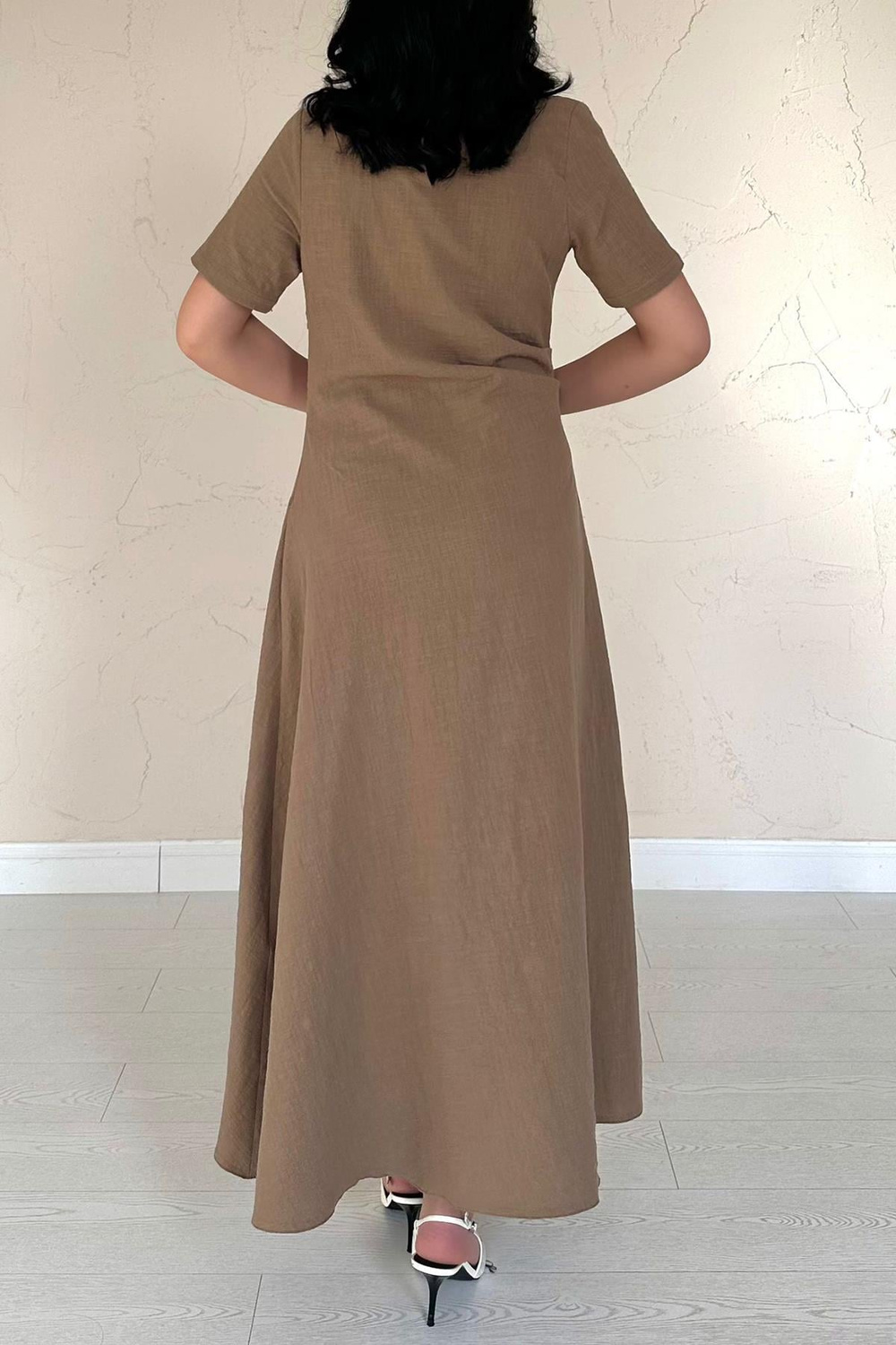 Wholesale Brown Crew-Neck Dress