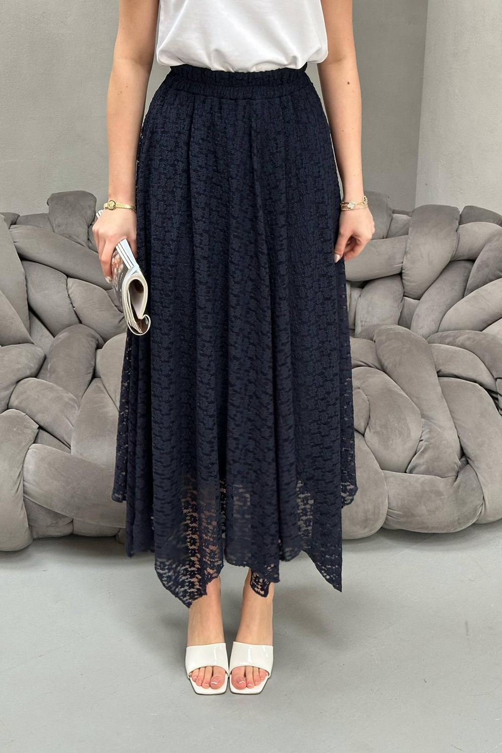 Wholesale Navy Lace Skirt