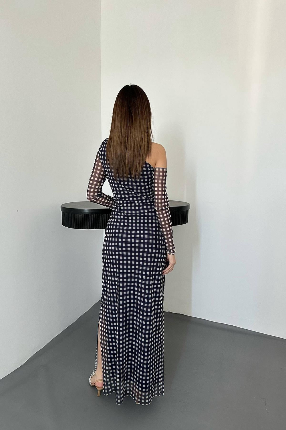 Wholesale Navy Plaid Tulle Dress