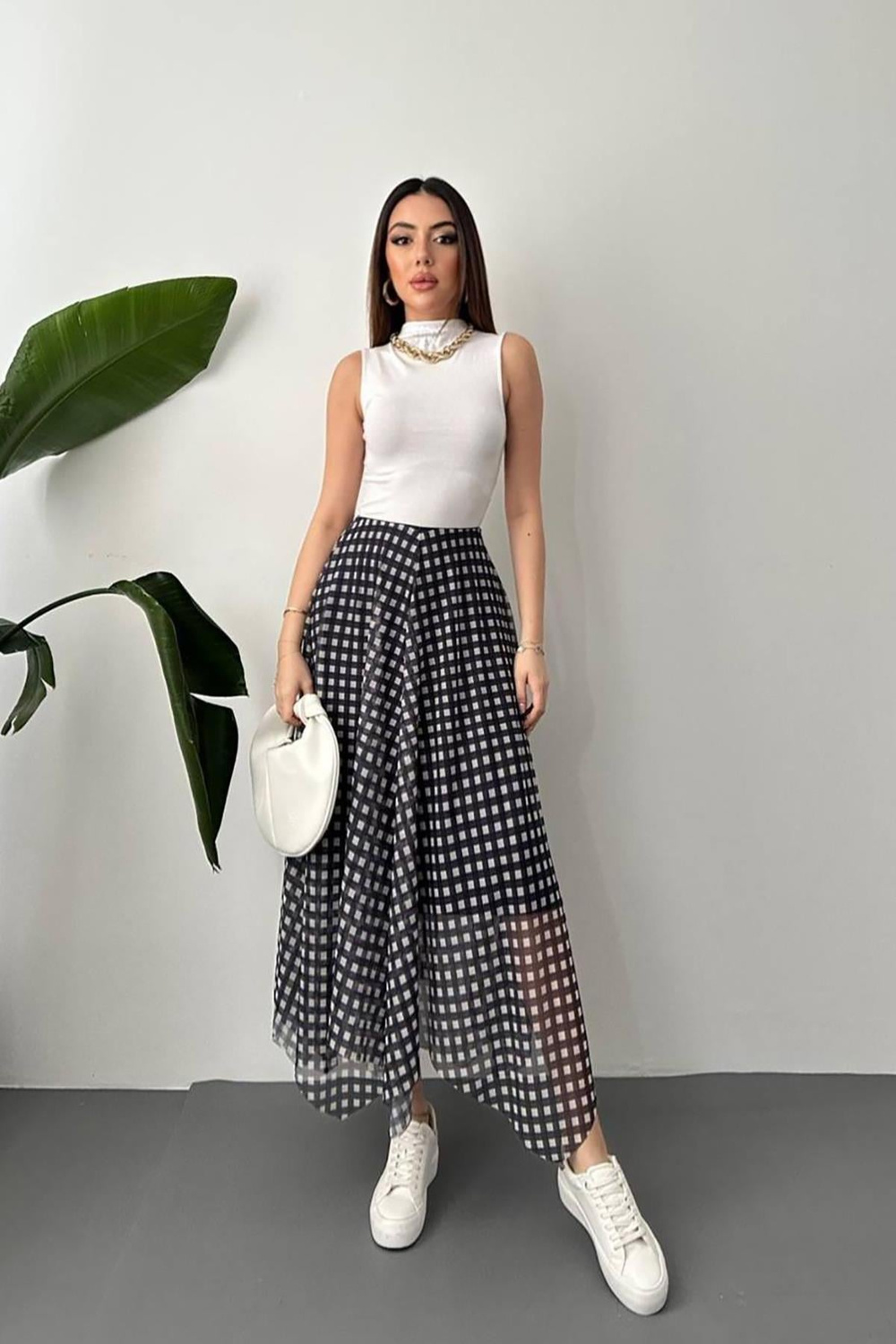 Wholesale Navy Plaid Tulle Skirt
