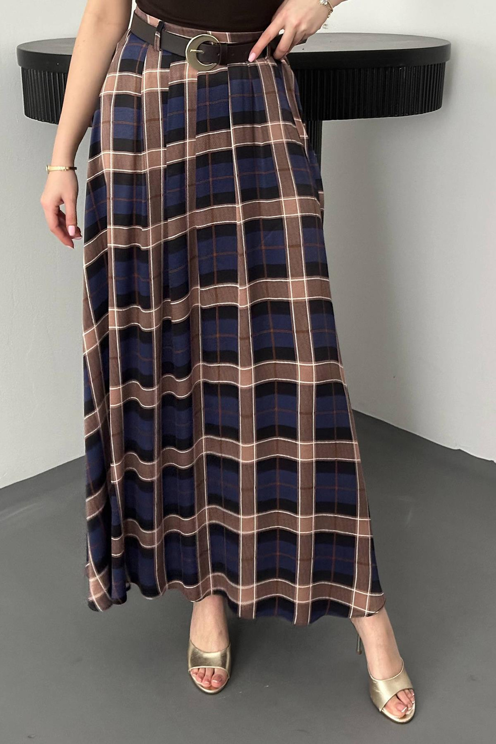 Wholesale Navy Plaid Skirt