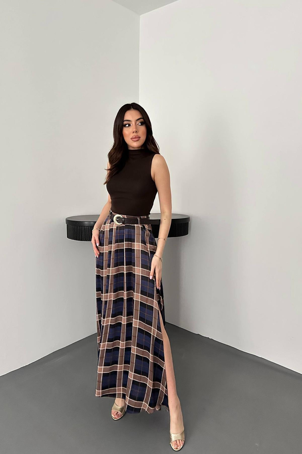 Wholesale Navy Plaid Skirt